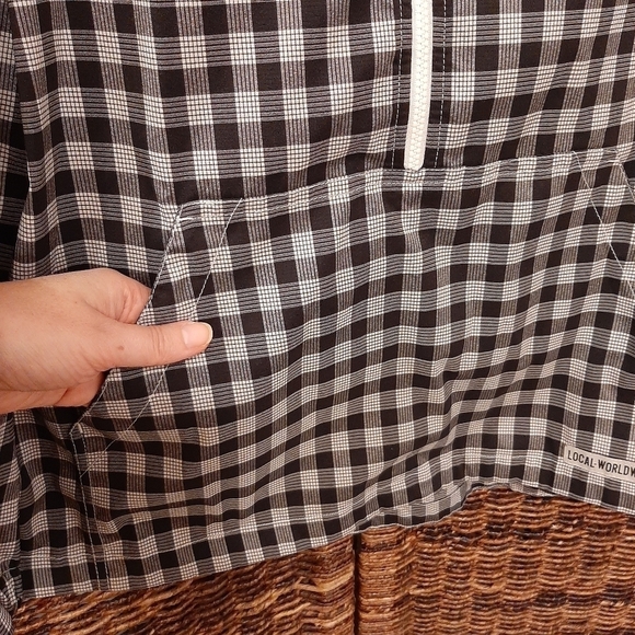 Kavu Jacket Black and White Plaid Half Zip Hooded Pullover Lightweight Large - Picture 3 of 8
